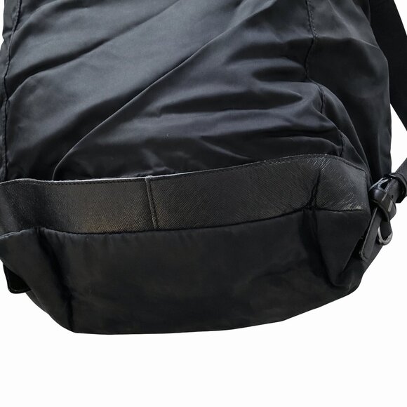 Vintage Prada Tessuto Nylon Vela Backpack Black Double Pocket Logo Plaque